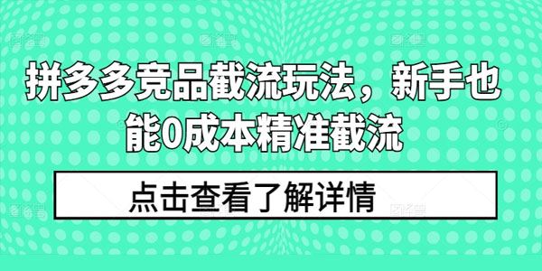 叮当会拼多多第36期：拼多多竞品截流玩法