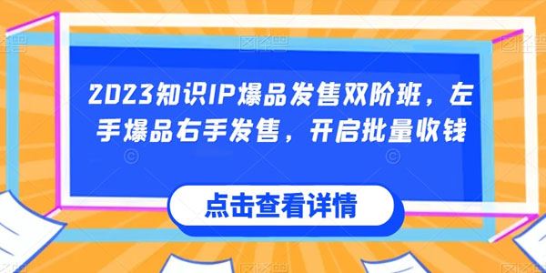 知识IP爆品发售双阶班：左手爆品右手发售 百度网盘下载