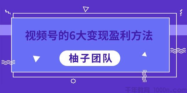 柚子视频号的6大变现盈利方法每种做到极致都能年赚100W+