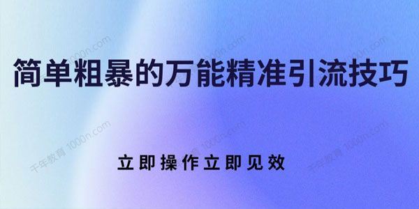 简单粗暴的万能精准引流技巧立即操作立即见效