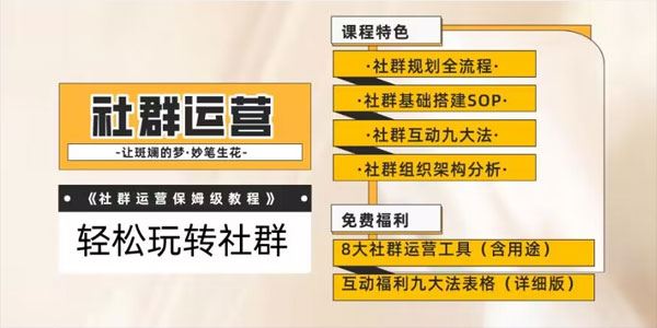 社群运营保姆式教程：9大互动法+8款社群运营工具 百度网盘下载