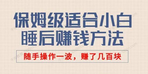 保姆级适合小白的睡后收入副业赚钱思路和方法[课件]