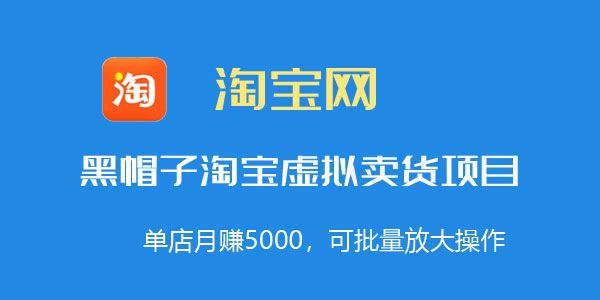 黑帽子淘宝虚拟卖货项目,单店月赚5000,可批量放大操作