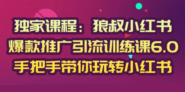 狼叔小红书爆款推广引流训练课6.0