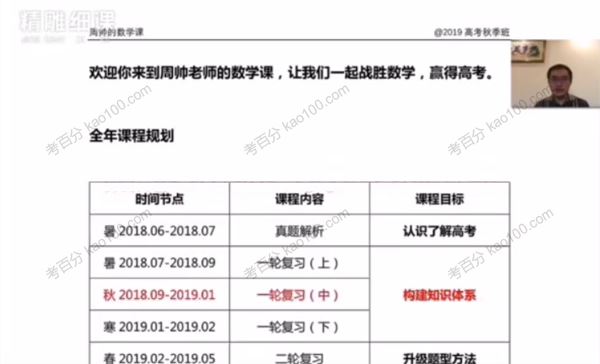 周帅 高考数学一轮2019年秋季班 百度网盘下载