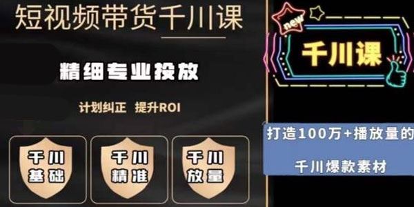 短视频带货课：千川精细化专业投放提升ROI 百度网盘下载