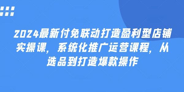 2024最新付免联动打造盈利型店铺系统化推广运营课