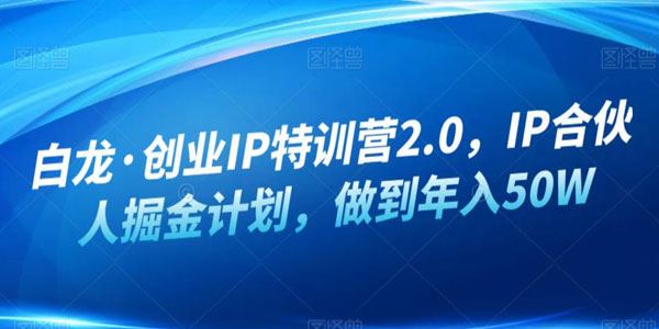 白龙《创业IP特训营2.0》IP合伙人掘金计划年入50W 百度网盘下载