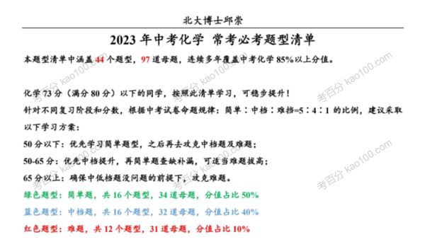 2023届中考初中数理化三科必考题型[课件]