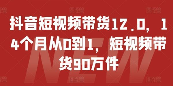 抖音短视频带货课程12.0，14个月短视频带货90万件