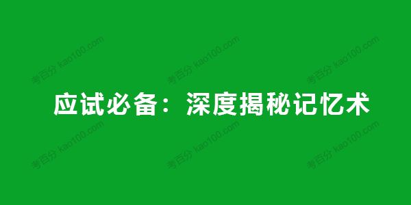 应试必备：深度揭秘记忆术成就记忆高手电子文档 百度网盘下载