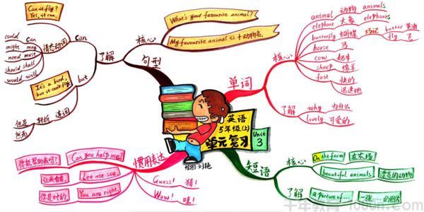 刘艳思维导图复习法小学语文数学英语思维导图十张