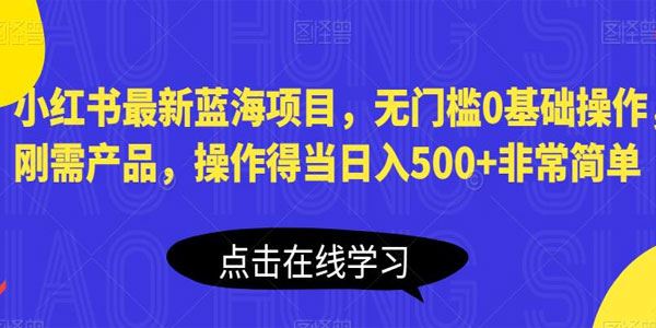 小红书最新蓝海项目：刚需产品新手可日入500+