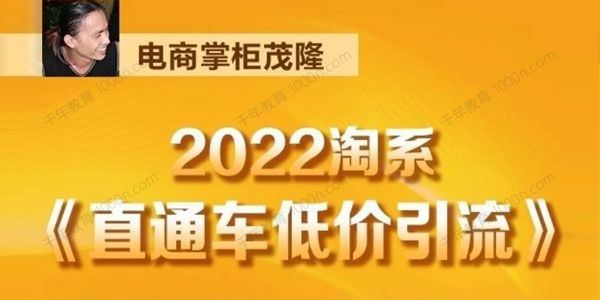 电商掌柜茂隆滔哥主讲：2022淘系直通车低价引流