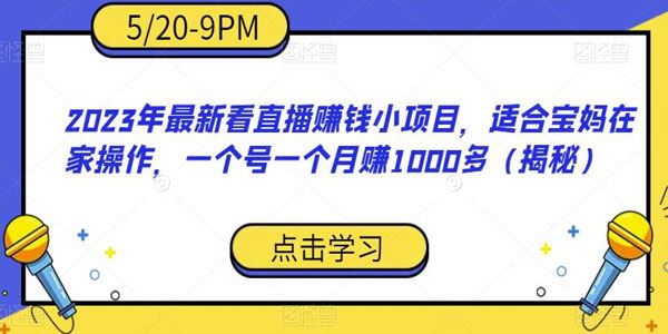 单号月入1000元的看直播赚钱小项目 宝妈在家可做 百度网盘下载