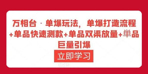 万相台单爆玩法：单爆打造+快速测款+双渠放量+巨量引爆 百度网盘下载