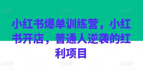 可乐小红书电商爆单训练营：普通人逆袭的红利项目