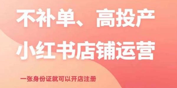 高投产的小红书店铺运营课：身份证即可开店注册 百度网盘下载