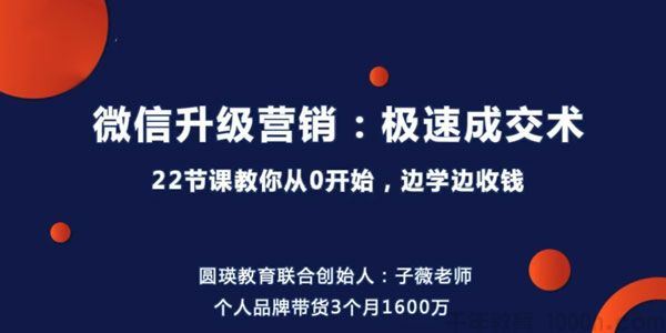 子薇微信升级营销 极速成交术22节课从0起步边学边收钱