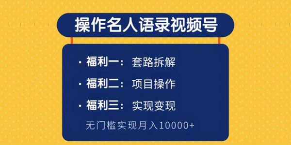 柚子课程操作名人语录视频号无门槛实现月入10000+