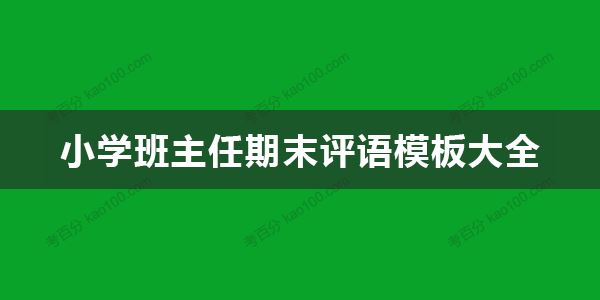 小学班主任期末评语模板大全 教师评语范文文档 百度网盘下载