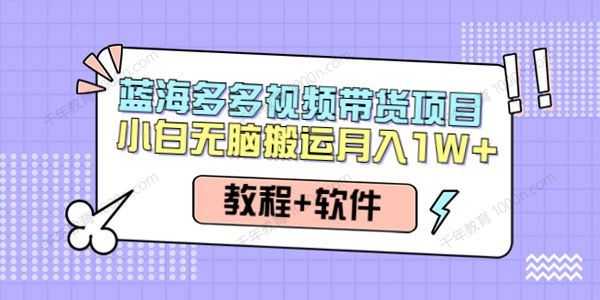 人人都能做的多多视频带货项目 无脑搬运月入过万 百度网盘下载