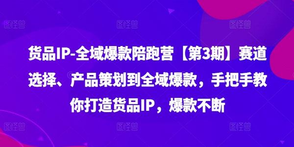 TOP卖家孵化器货品IP全域爆款陪跑营第三期