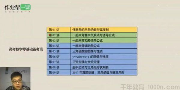 王自银作业帮高考数学零基础备考班视频课程