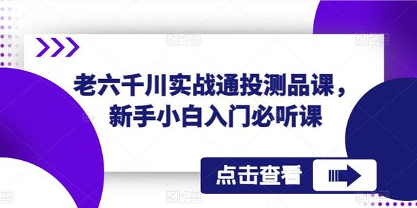 老六千川实战通投测品课：新手小白入门必听 百度网盘下载